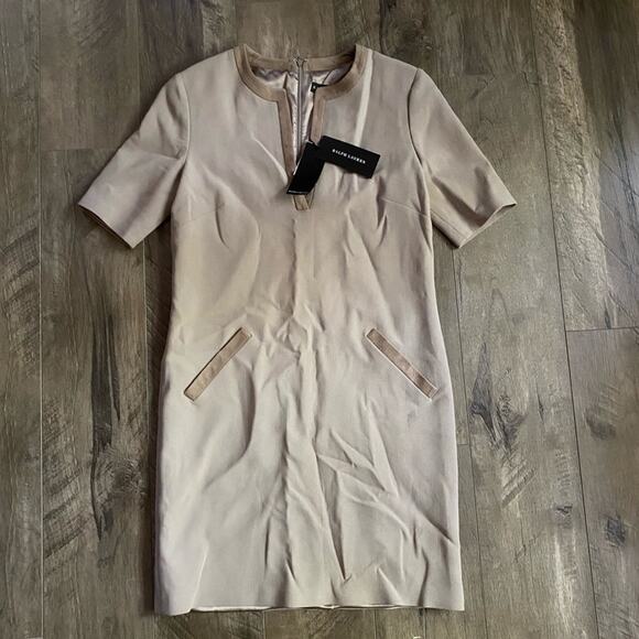 NWT Ralph Lauren Black Label Suede Wool Dress Taupe 6 - Picture 1 of 6